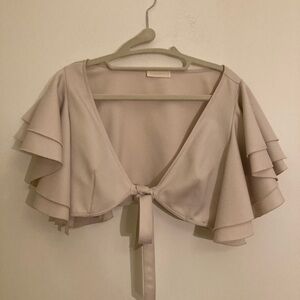 Valentino Cream Ruffle Crop Top